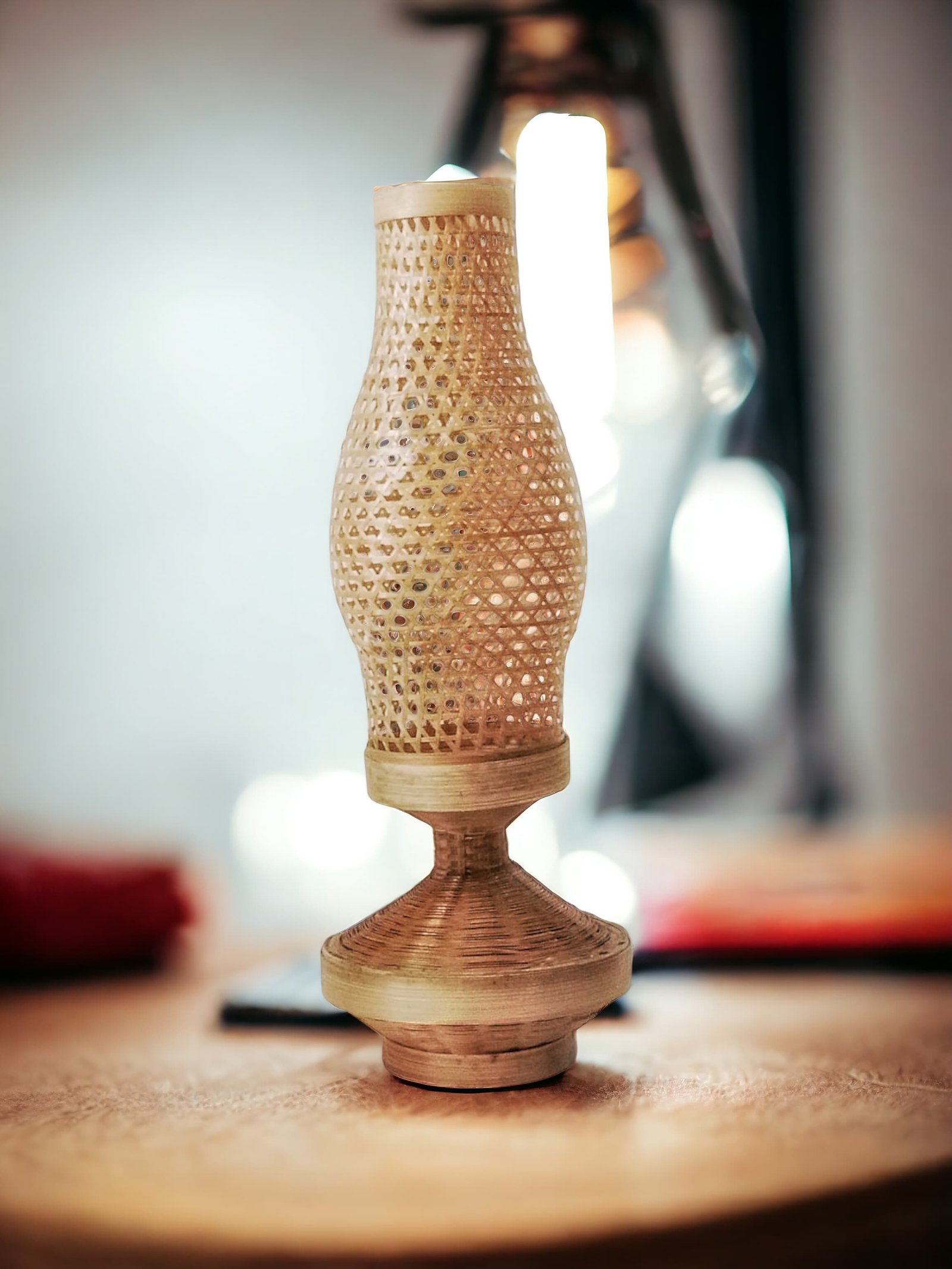 Cane Art Bamboo Lantern Table Lamp for Home Decor – Functional & Eco-Friendly Lighting Solution thumbnail 2